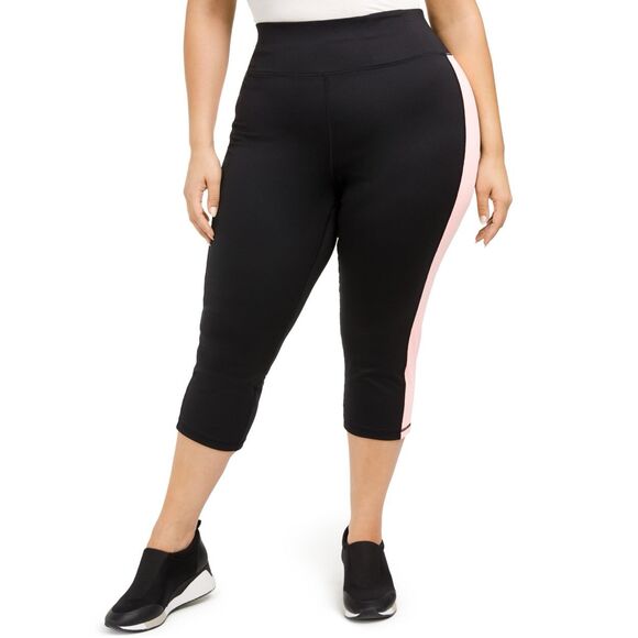 ID Ideology Plus Size Color Blocked Capri Leggings Black Size 3X - Picture 1 of 3